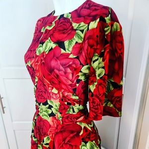 Vintage 1980's ALGO rose patterned dress.